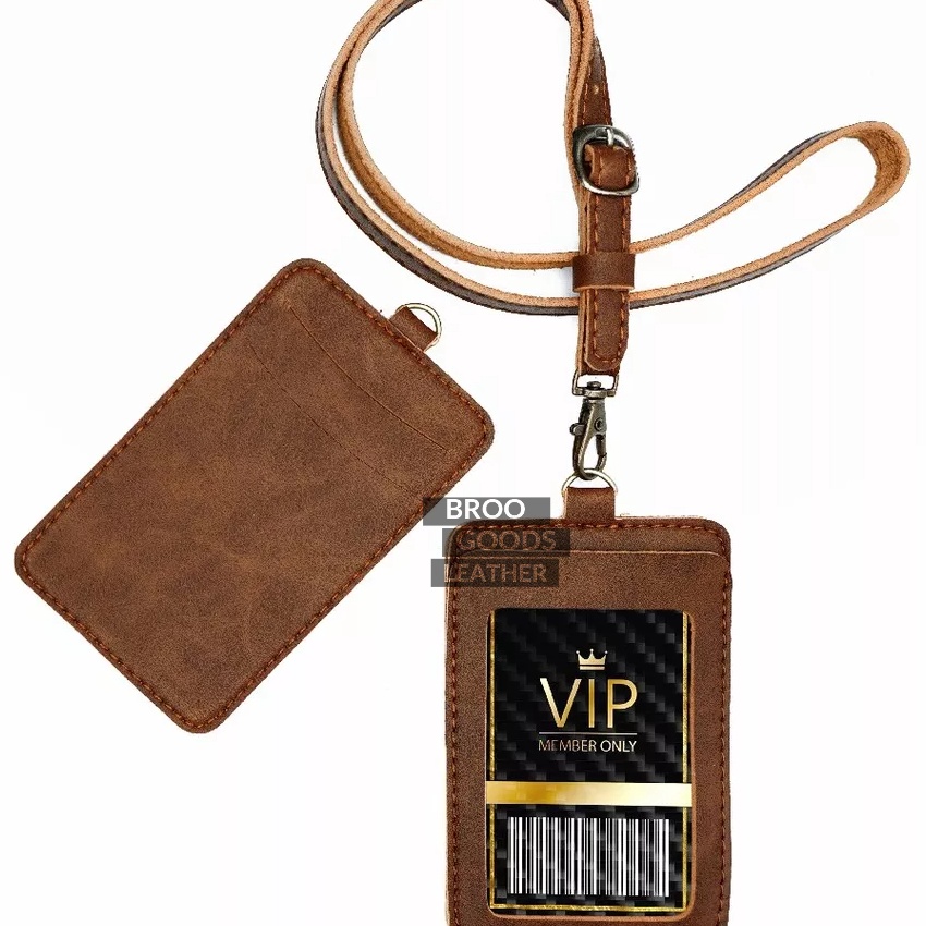 

Bonuskan Name Tag ID Card Dipung Holder Kulit PU Leather NameTag ID Card Holder