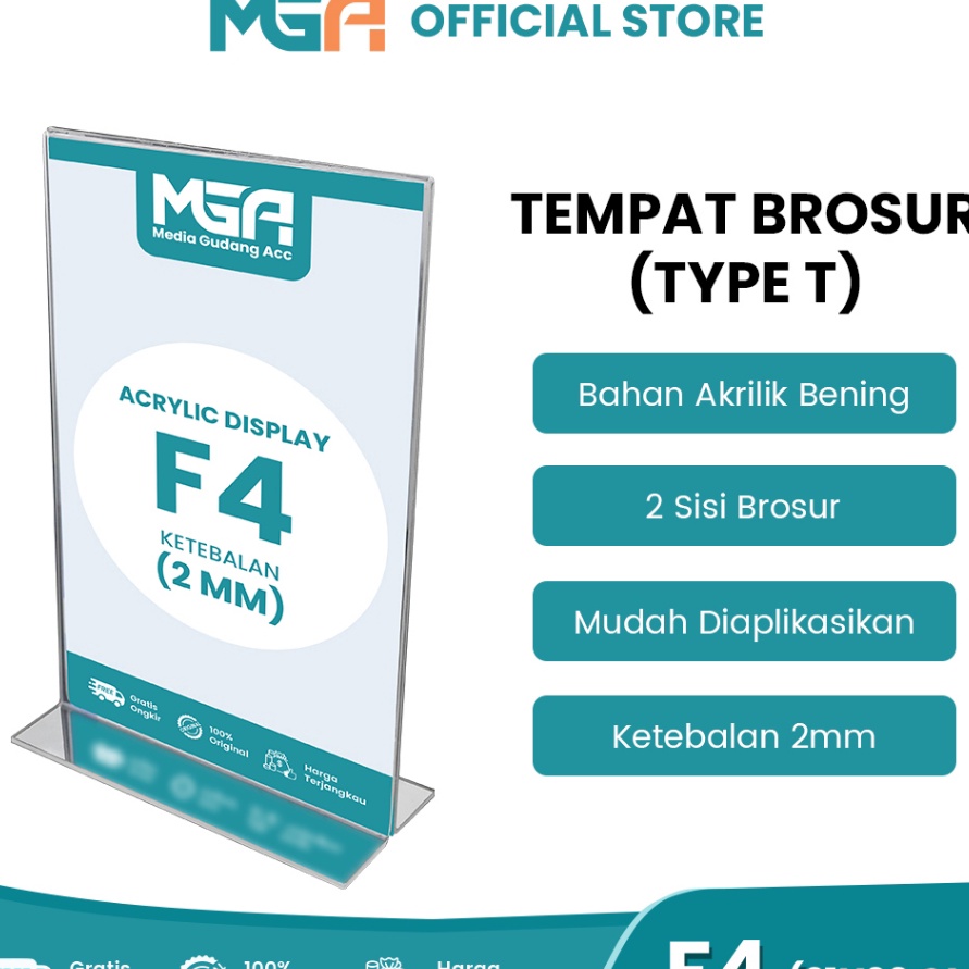 

FG2 TEMPAT BROSUR F4 2MM PORTRAIT 2 SISI TENT HOLDER TENT CARD STAND AKRILIK
