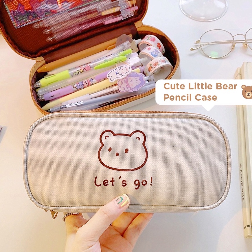 

Gila Pencil Case Kotak Pensil Cute Bear Sekolah Perempuan Trendy