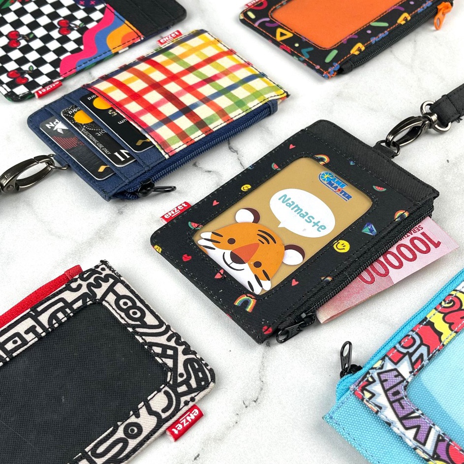 

KI3 ID card holder hanging wallet name tag kartu zipper motif