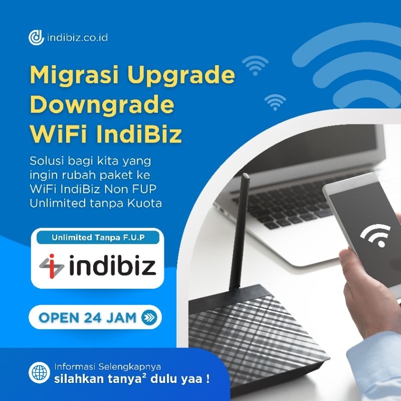 Migrasi WiFi Indibiz | Tanpa FUP Unlimited | Rubah Paket : IndiBiz | Upgrade Downgrade : Speed | Kap