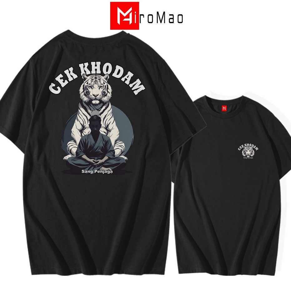 HiroMao Kaos Distro Cek Khodam Harimau Cotton Combed 3s Tshirt Pria Distro Baju Oong Bandung Kata Ka