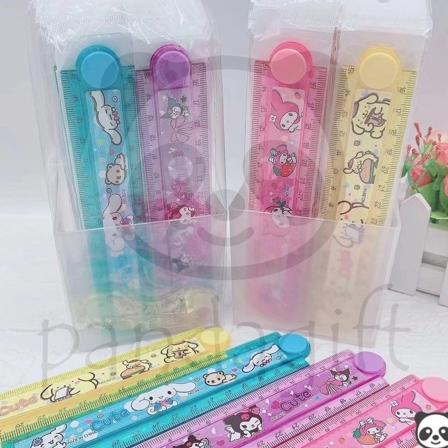 

Cepat COD 1 Pack isi 4 Pcs Penggaris lipat 3 cm cinnamoroll melody kuromi GG318