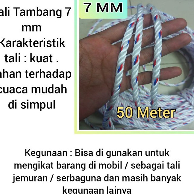 

FG2 TALI TAMBANG PLASTIK 7 MM 5 METER TALI TAMBANG 7 MM ECERAN TALI TAMBANG KILOAN