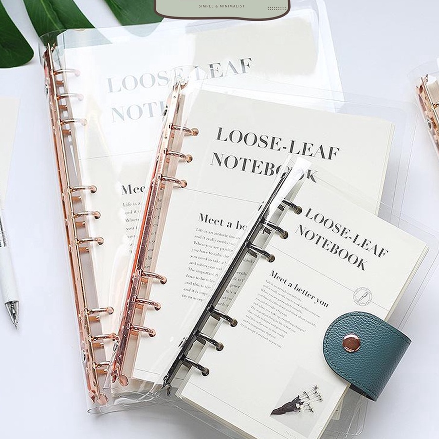 

Limit MILOLI Elegant Binder A5 Binder A6 Transparan Binder with Clip Note Book Loose Leaf Rose Gold Binder E36