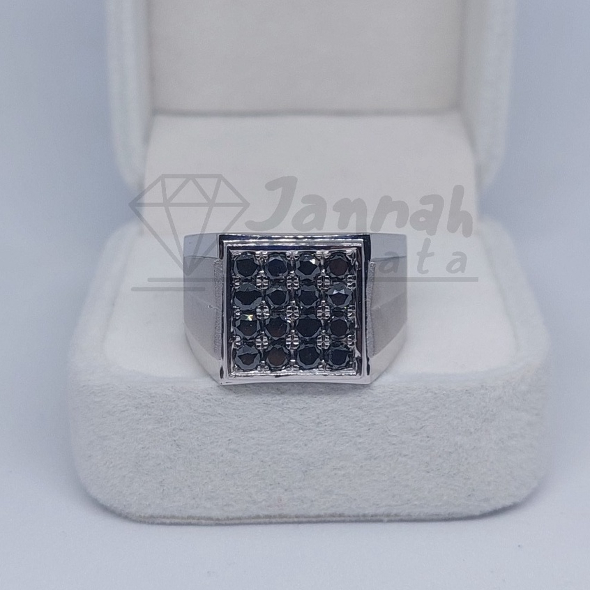 Cincin Berlian Pria Natural Berlian Hitam Asli Original Diamond Intan Perak Murah