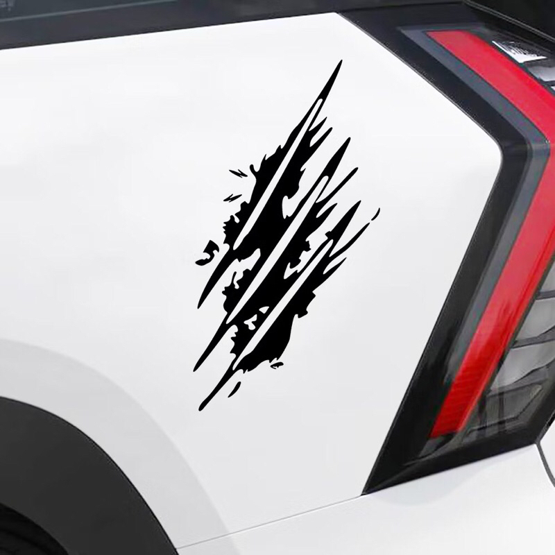 Stiker Cutting Mobil Pola Cakaran Hewan Buas Kartun Kreatif Tahan Air stiker mobil, stiker kaca bela