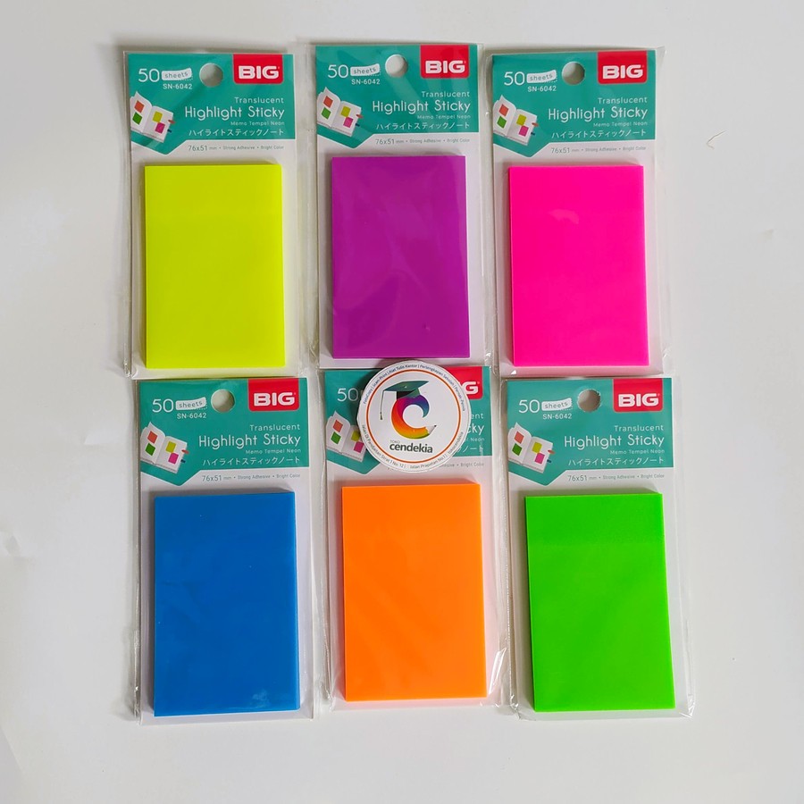 

Sticky Note BIG 76x51 mm Transparan Neon SN6042