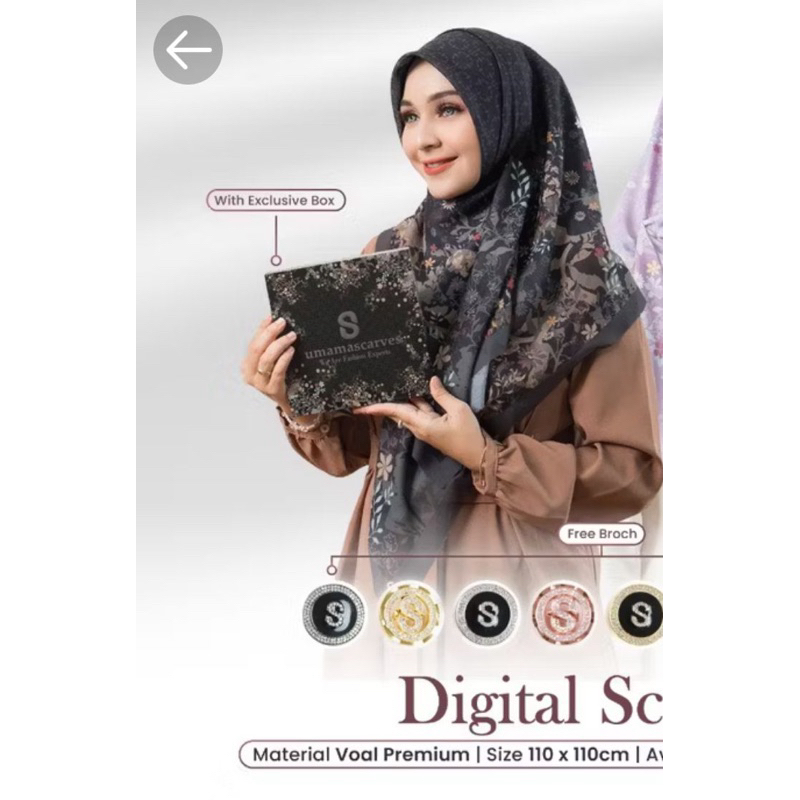 [Grosir/5Pcs]Segiempat Motif LaserCut Umama Scarves Box Hitam