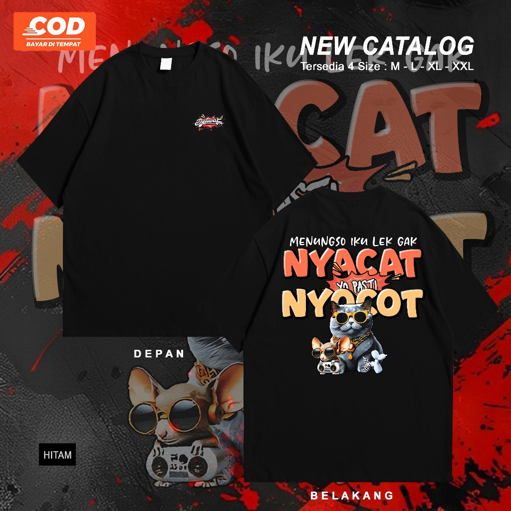 KAOS DISTRO Nyacat Nyocot V5 | T-Shirt Oversize | Kaos Lengan Pendek | Baju Pria Wanita BAJU DISTRO 