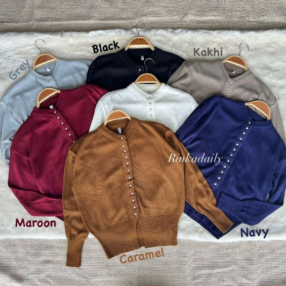 Inala Cardigan Kancing Jamur Silver Premium