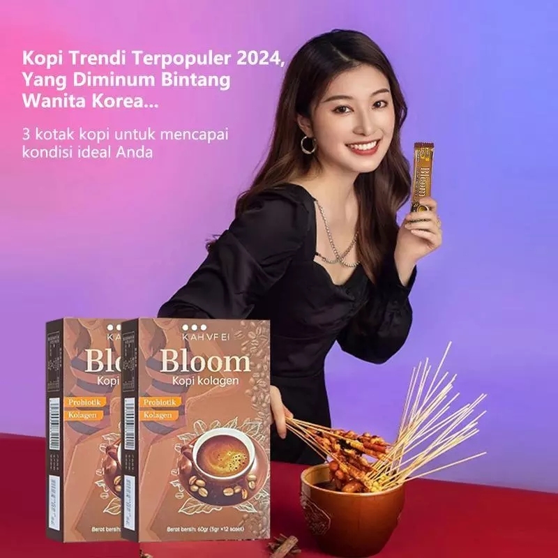 

Bloom Collagen Coffee Instant coffee Original 100% Robusta Collagen - Kopi Pelangsing / Kopi Diet / American Coffee Dieti
