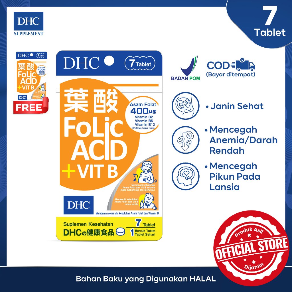 DHC Supplement Folic Acid / Suplemen Asam Folat Vitamin Ibu Program Hamil dan Menyusui