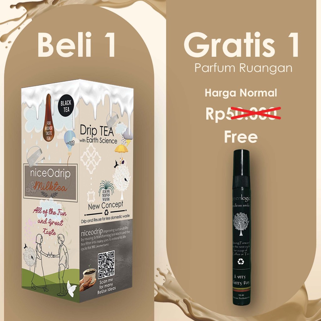 

niceodrip Milk Tea Promo Dahsyat Beli 1 Box Milktea Bonus 1pcs Parfum multifungsi