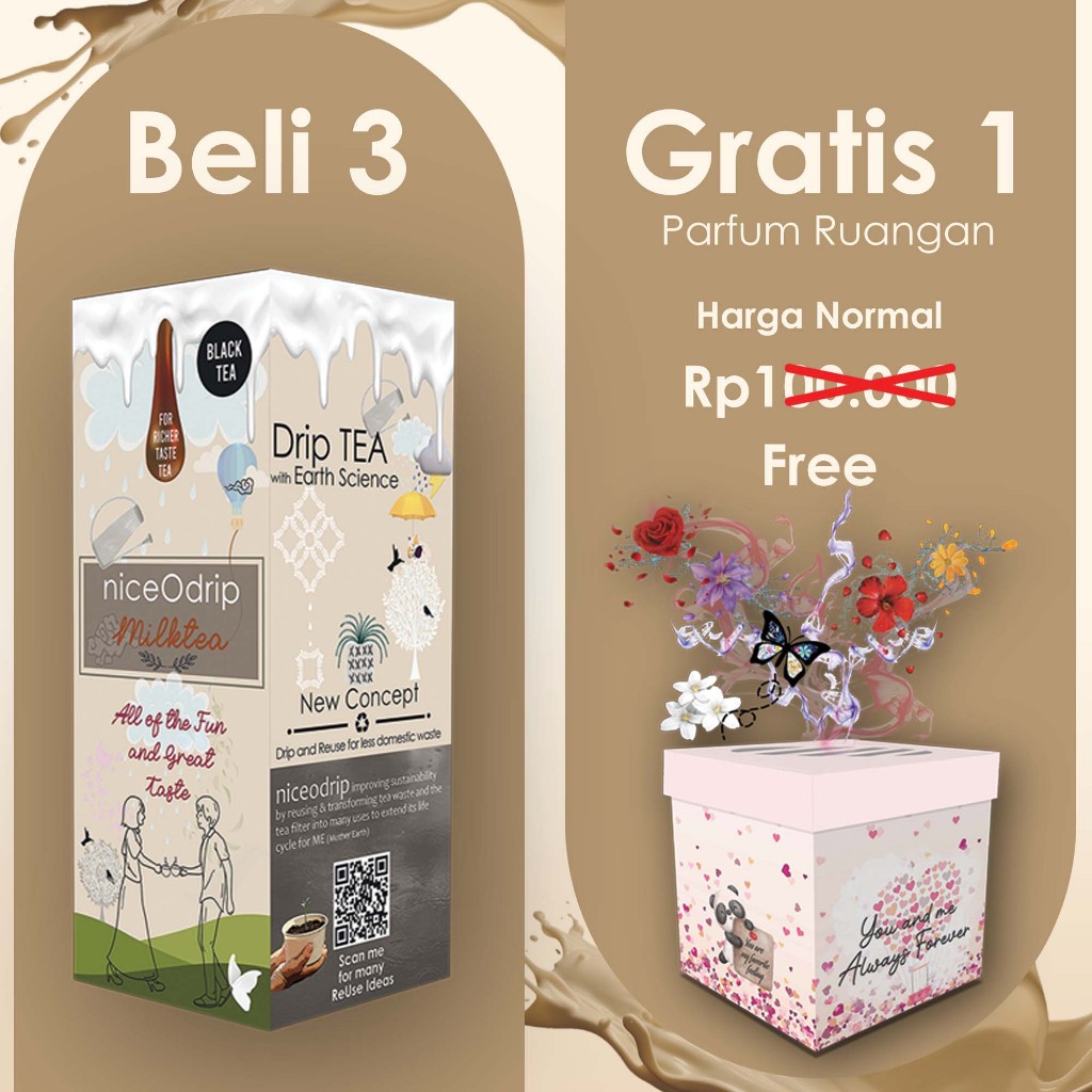 

niceodrip Milk Tea Promo Dahsyat Beli 3 Box Milktea Bonus 1 pcs Arocube Alat Pengharum Ruangan