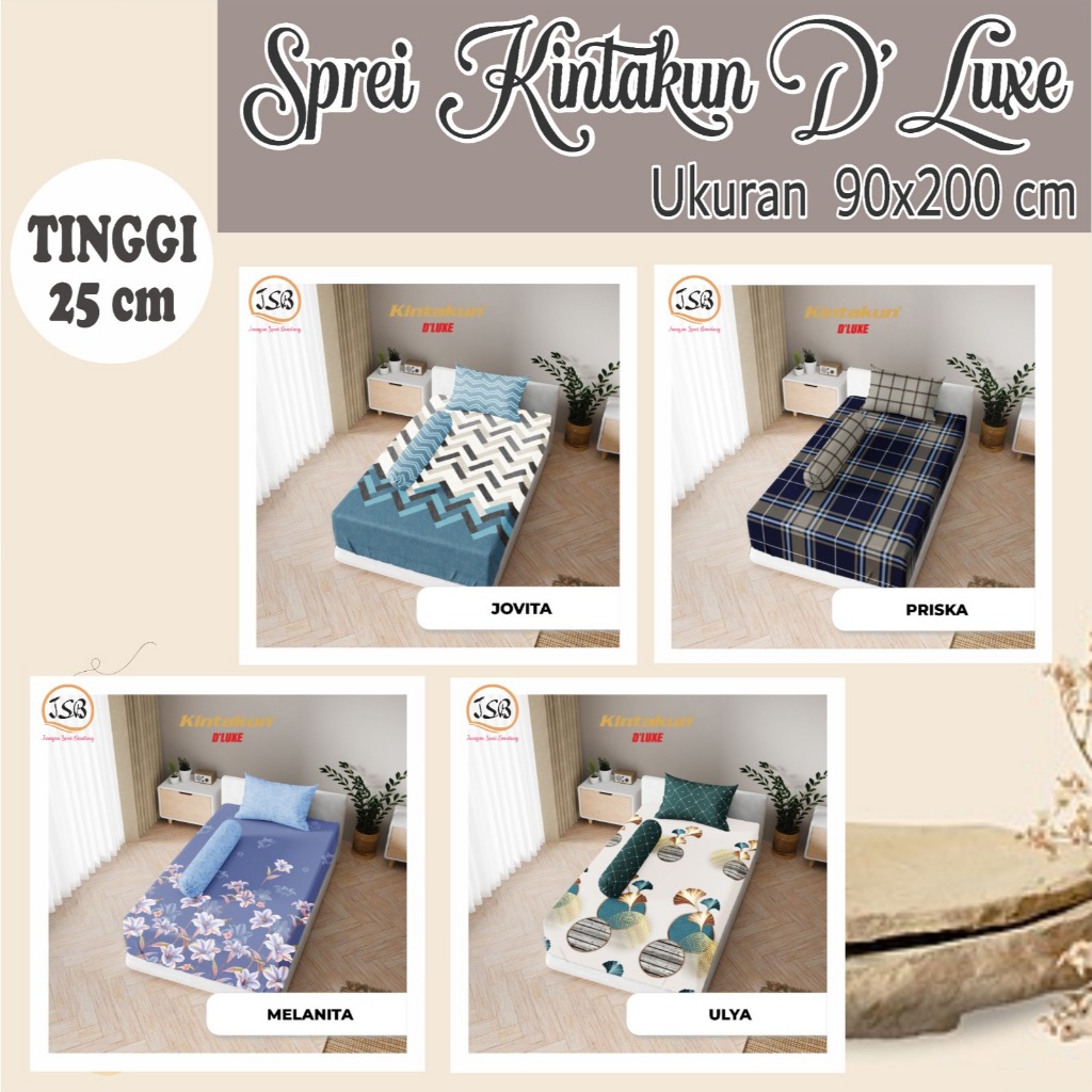 Sprei Kintakun Dluxe Single Size uk 90X200 Tinggi 25cm /Seprai / kintakun sprei single
