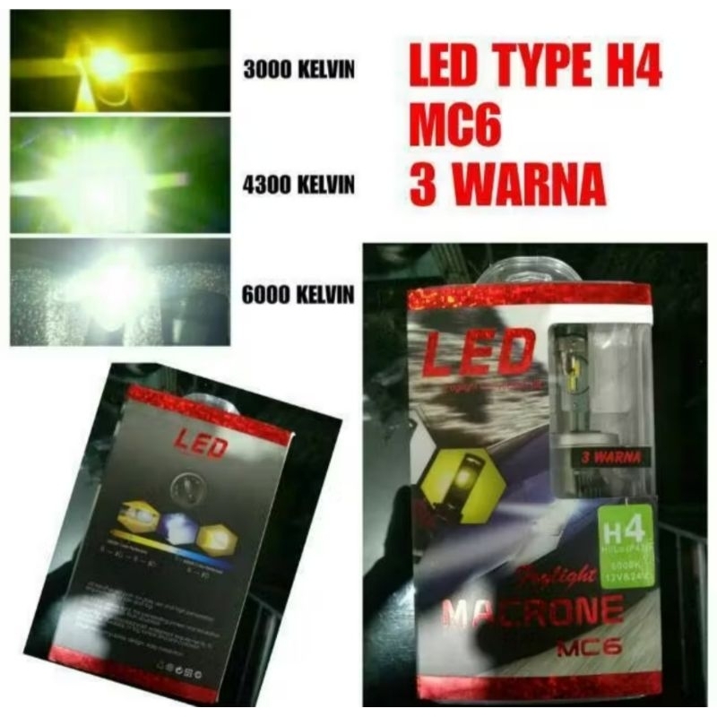 LED MACRONE MC6 3WARNA H4