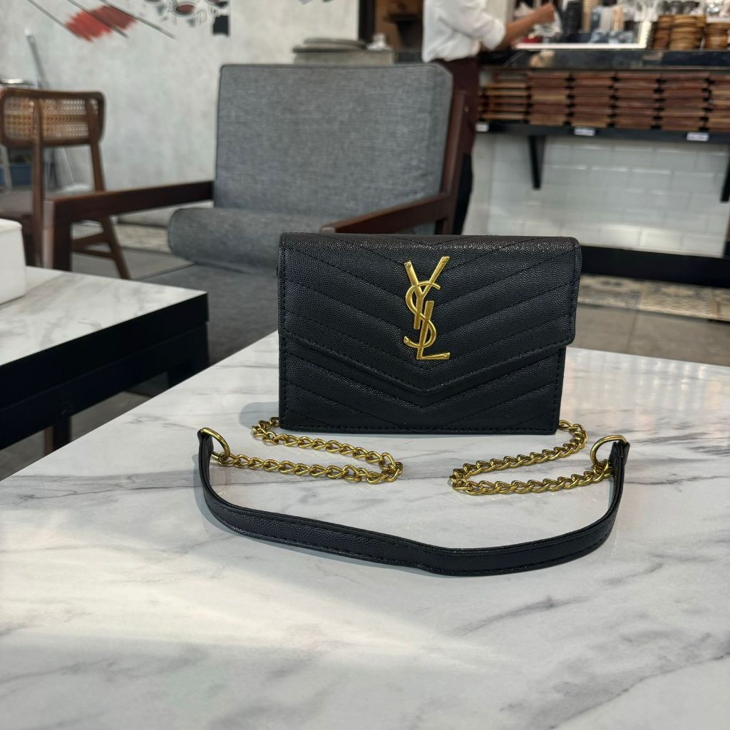 READY CLUTCH YSL ENVELOPE SLING BAG CAVIAR GHW  FREE BOX