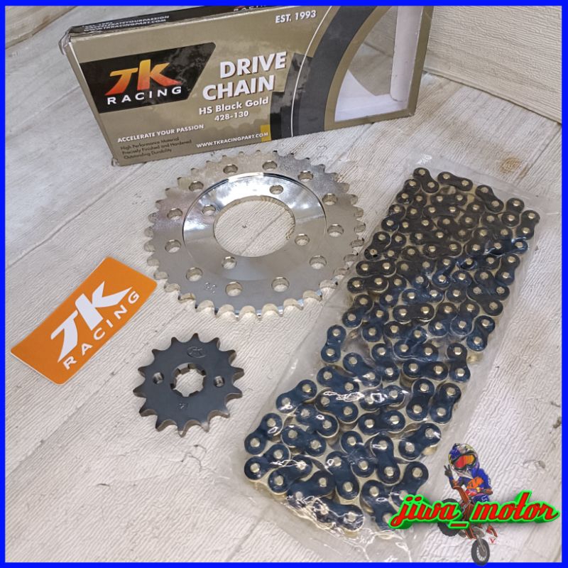 gear set 428 TK Racing Supra x lama / grand / win rantai tk BLACK GOLD