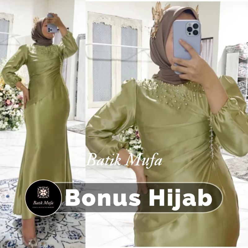 TERMURAH Gamis vina Baju Kondangan viral Dress pesta seragam bridesmaid | Gamis satin model duyung