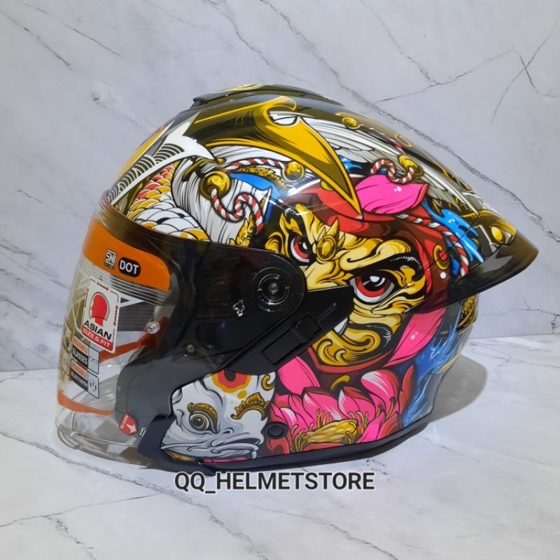 Helm Ink Terra 2 Motif Demon Samurai Half Face