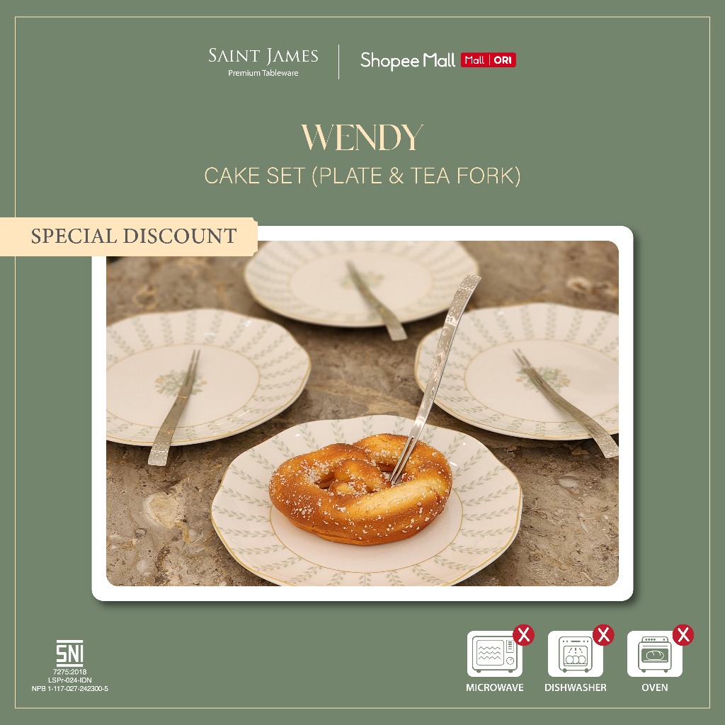 Saint James Wendy Cake Set - Plate & Tea Fork