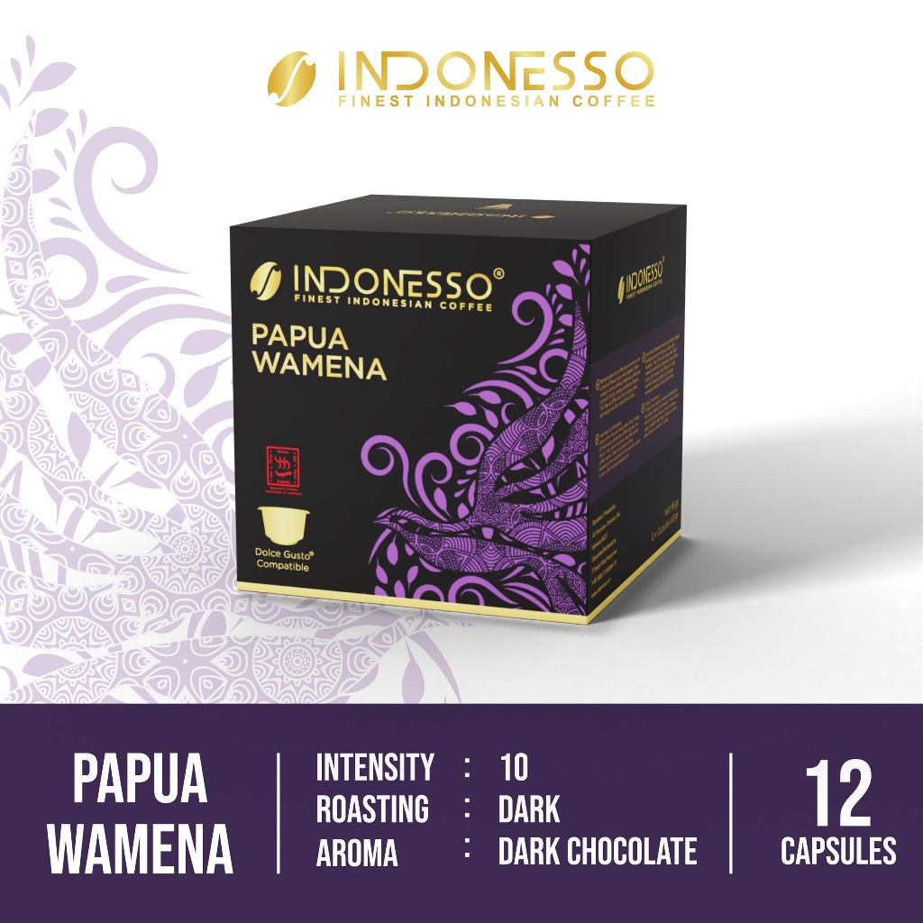 

INDONESSO Papua Wamena Coffee Capsules Compatible with Nescafé Dolce Gusto Machines / Kapsul Kopi