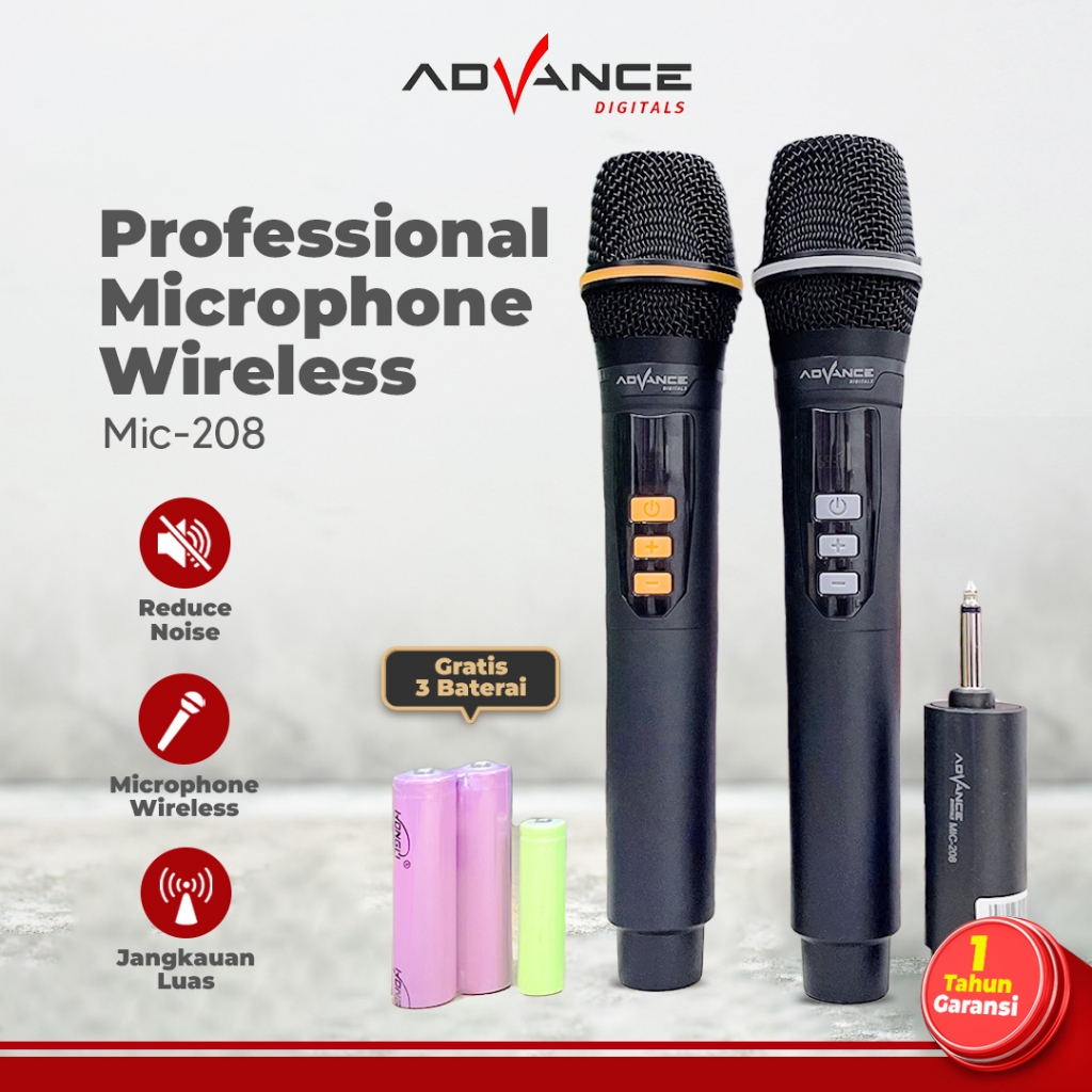 NEW ADVANCE MIC-208/MIC-207 Professional Double Mikrofon Bluetooth Profesional Mic Wireless