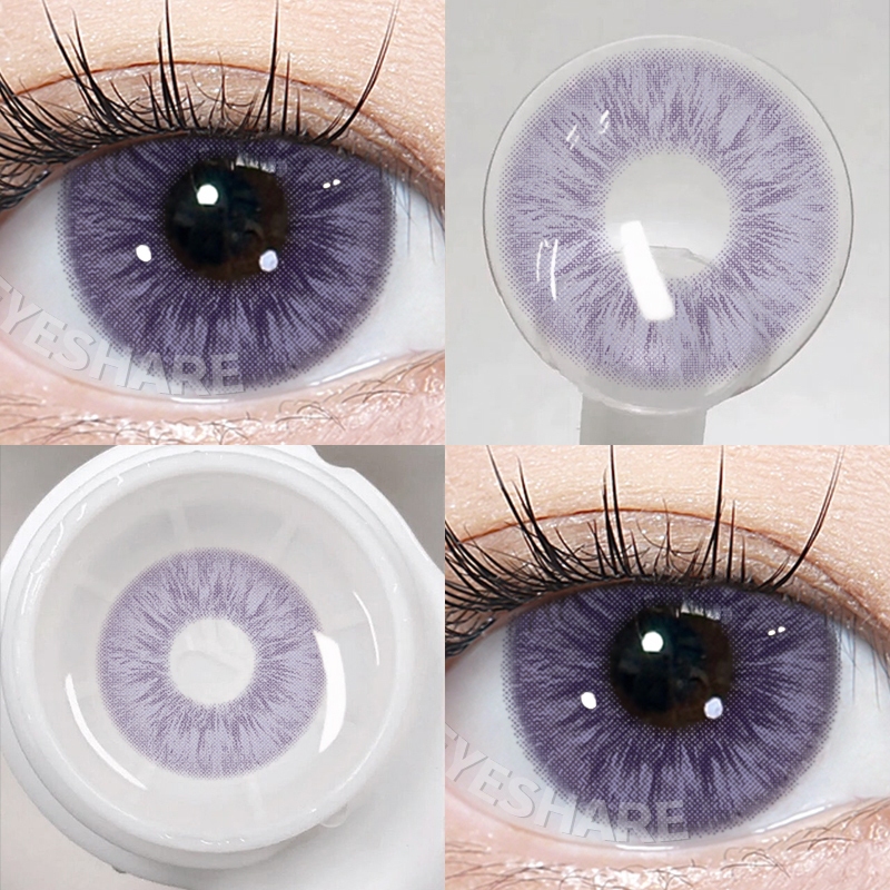 Eyeshare Seattle Purple Grey Softlens 1 pasang lensa kontak warna mata besar 14,5mm dapat digunakan 
