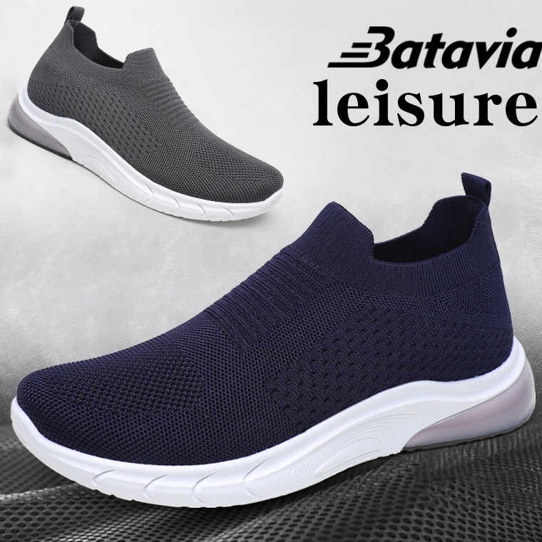 KODE B66J Batavia GROSIR sepatu kanvas pria rajut sepatu pria sepatu tanpa tali hitam Sepatu Pria Sp