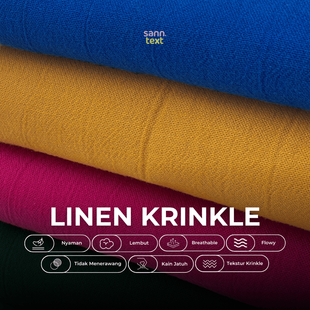 Sanntext Kain Kahatex Linen Crinkle Potongan @90x150 Per  Warna