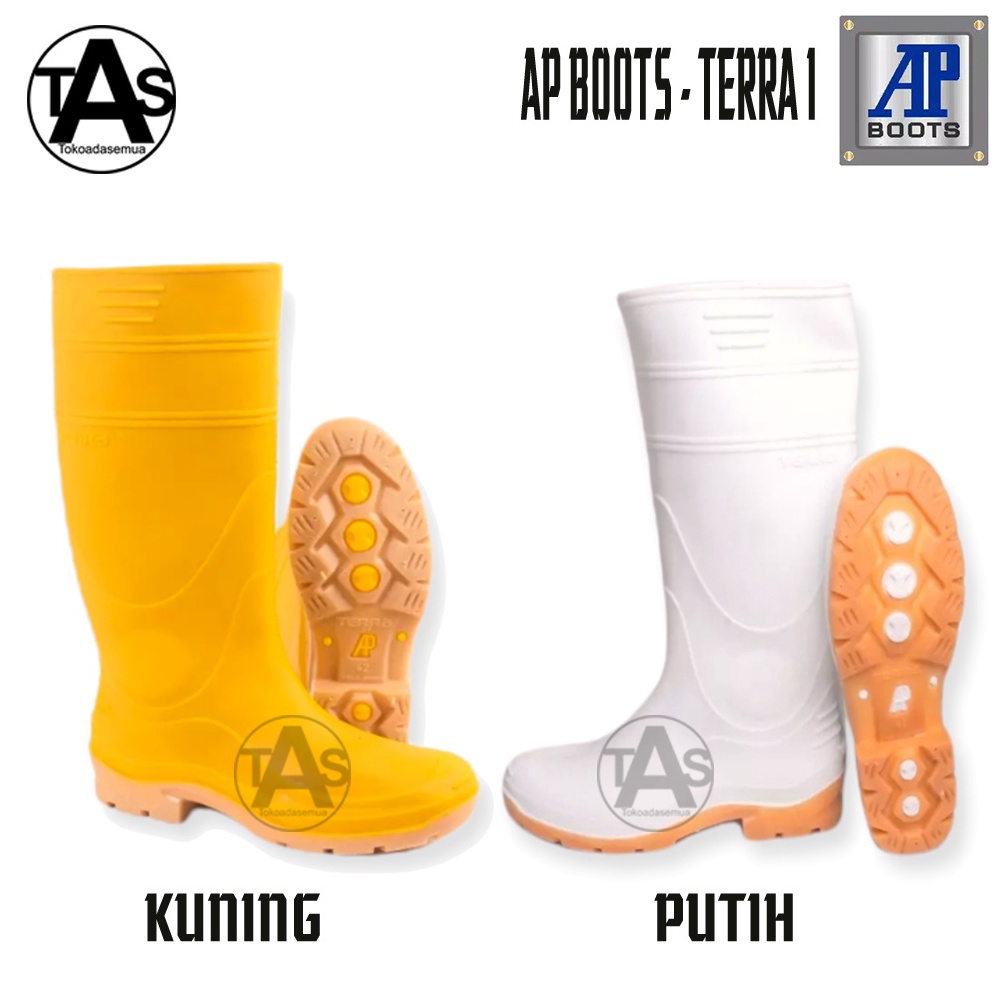 KODE V16Y Sepatu Boots Karet merk AP Terra 1 Putih  Kuning Size 3842