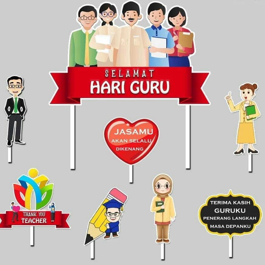 hiasan kue cake topper tema selamat hari guru / happy teacher's day