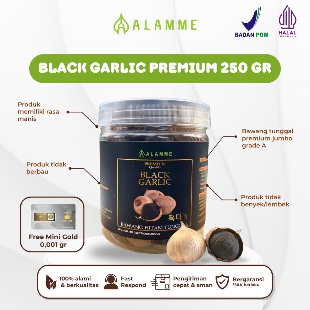 

Alamme Black Garlic / Bawang Hitam Tunggal - 250 Gram