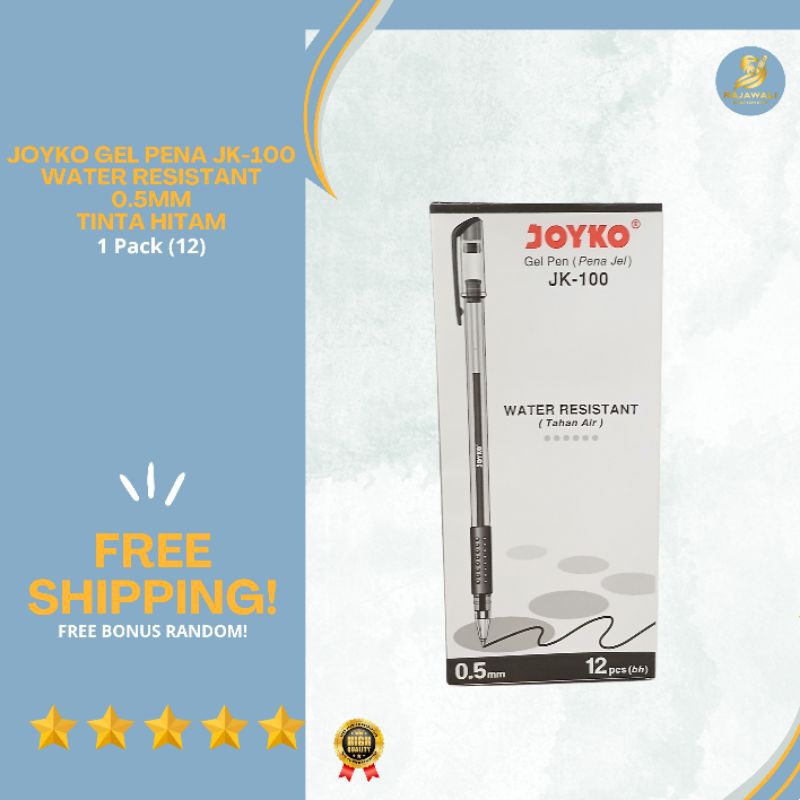 

Joyko Gel Pen JK-100 Water Resistant (6 Pcs & 12 Pcs) | 0.5mm | Tinta Hitam