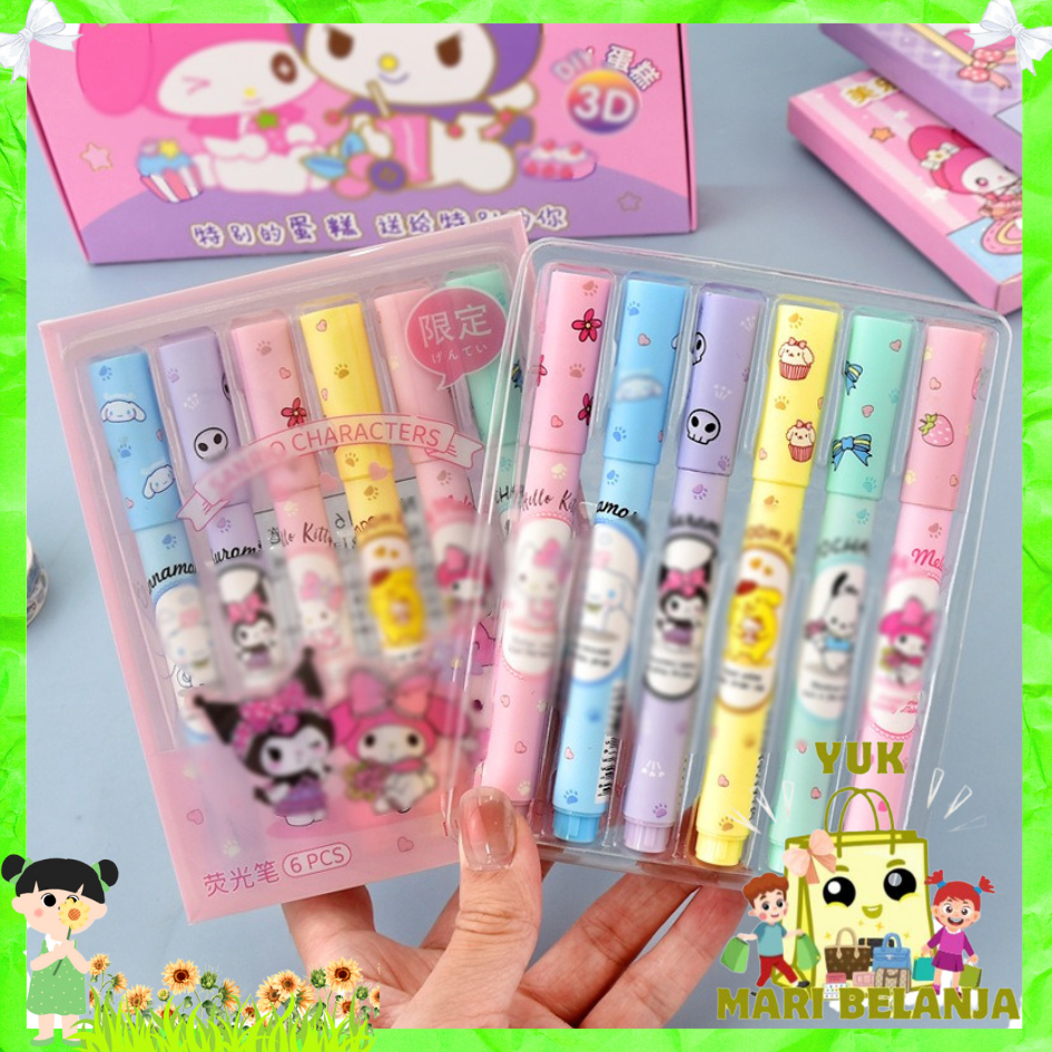 

YMB Set Highlighter Warna Warni Karakter Kartun 6PCS Motif Spidol Warna Pastel Pen Diary Marker Stationery Lucu Unik Penanda Buku Warna Warni Pena Ujung Lembut
