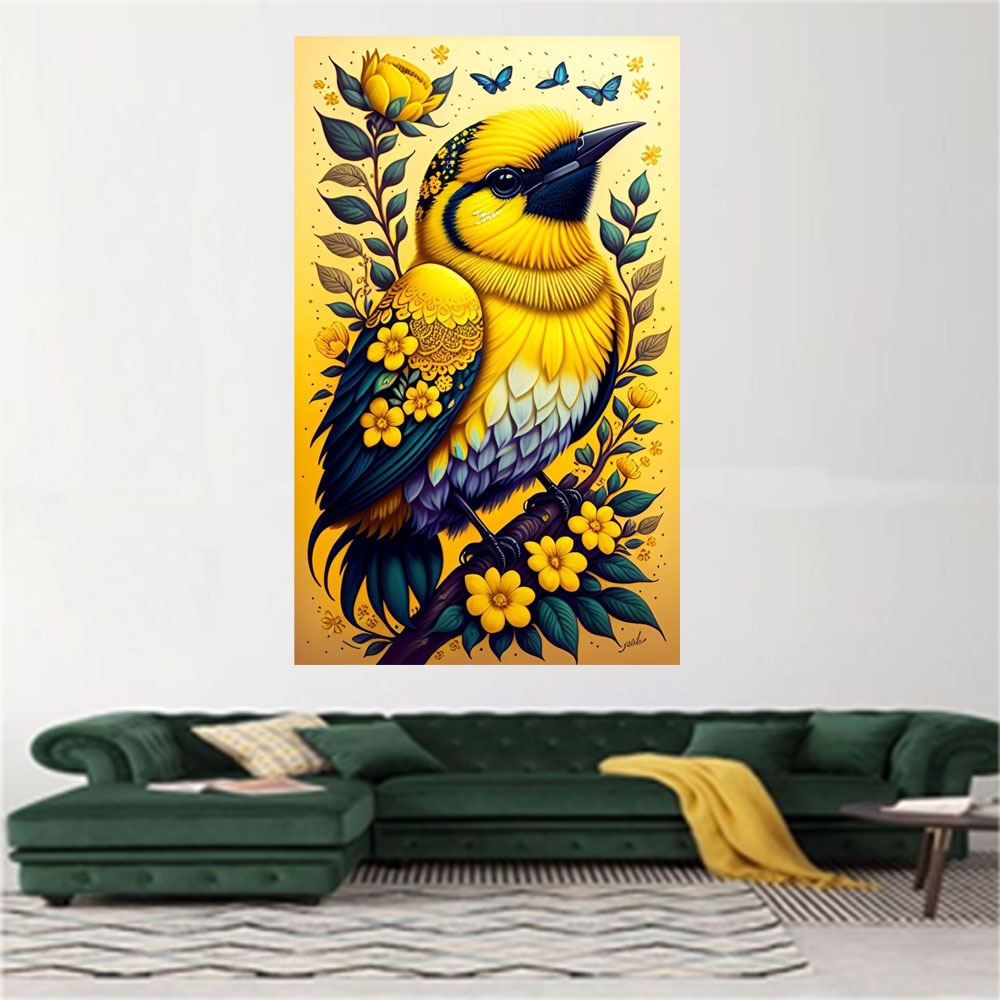 LUKISAN CETAK HIASAN DINDING BURUNG AND FLOWER AESTHETIC 9487K,TANPA BINGKAI,BISA BAYAR DITEMPAT COD