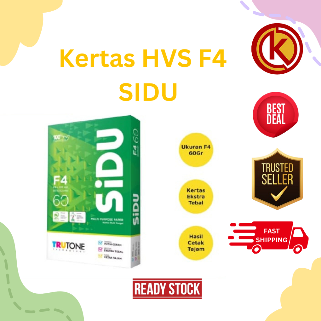 

Kertas HVS/Print/Fotocopy SIDU F4 60 Gram (1Rim) MURAH