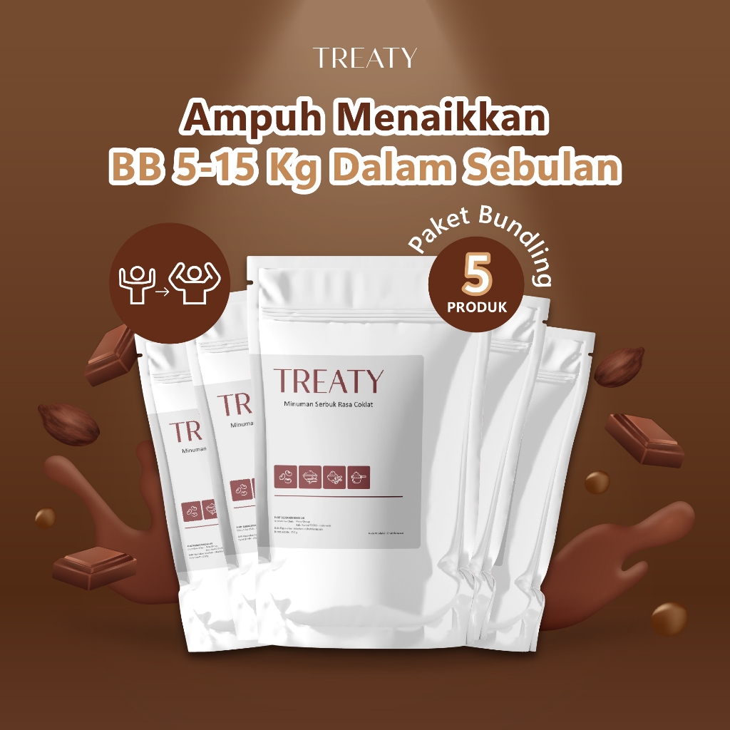 

Paket Bundling isi 5 | Treaty Susu Penggemuk Badan Rasa Coklat | Susu Penambah Berat Badan Permanen BPOM