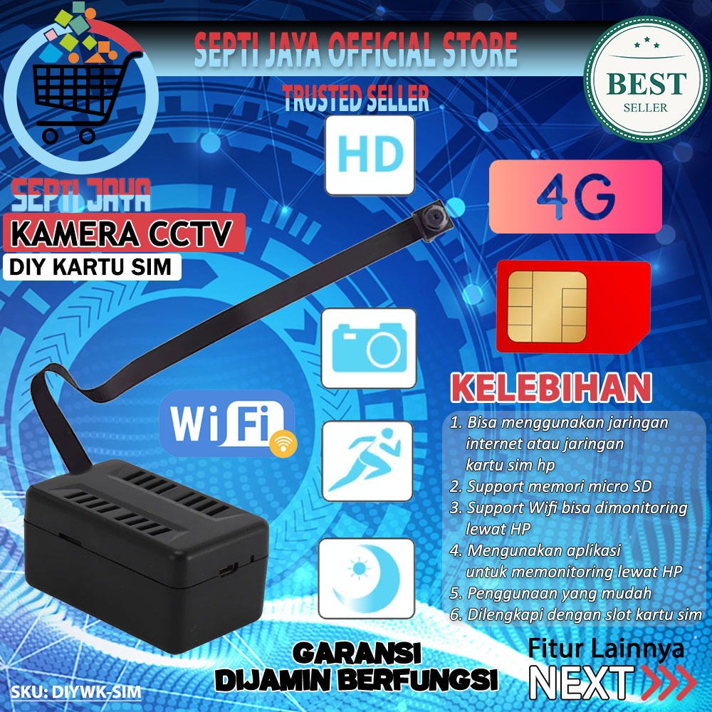 Kamera Diy Module SIM 4G Resolusi Full HD 1080P Spy Camera Mini CCTV Tersembunyi Kontrol Monitoring 