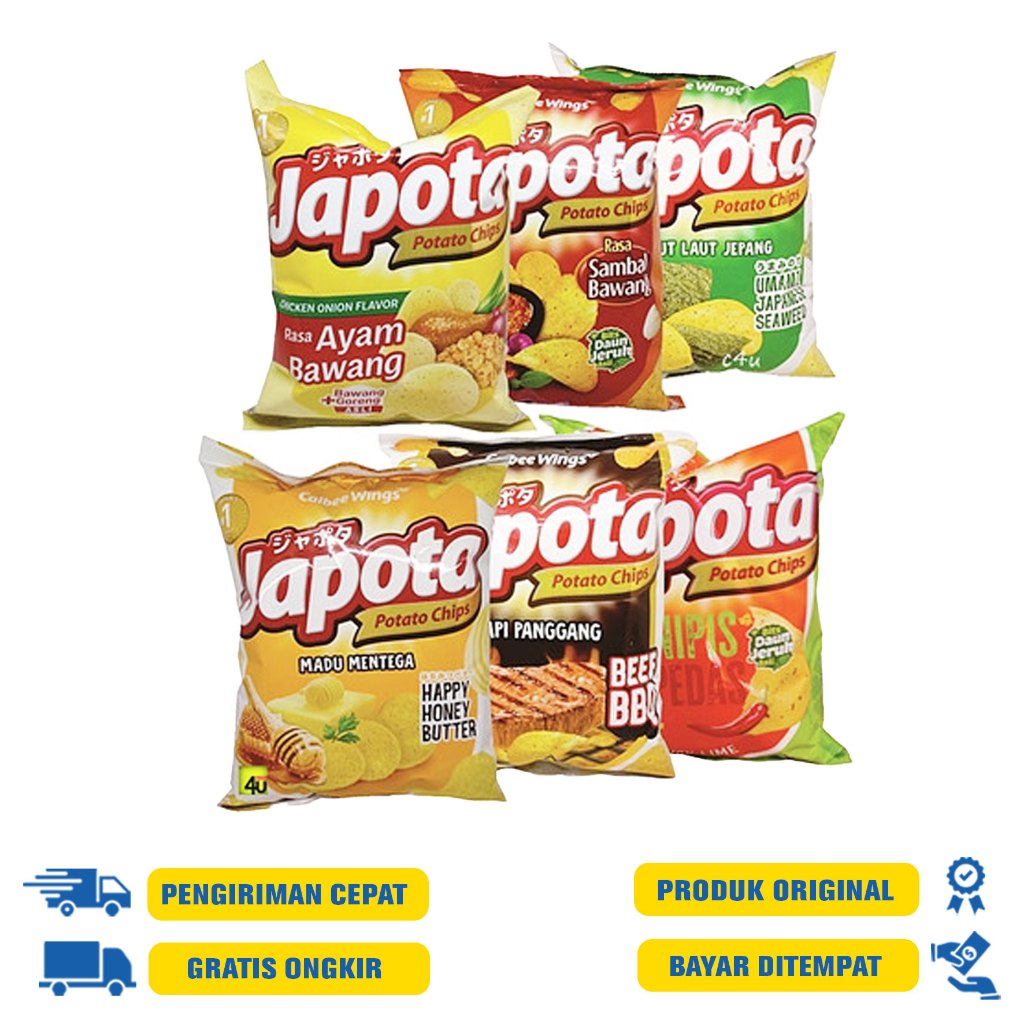 

JAPOTA HAPPY HONEY BUTTER - JAPOTA Potato Chips - AYAM BAWANG/ SAPI PANGGANG / SEAWEED / NIPIS PEDAS