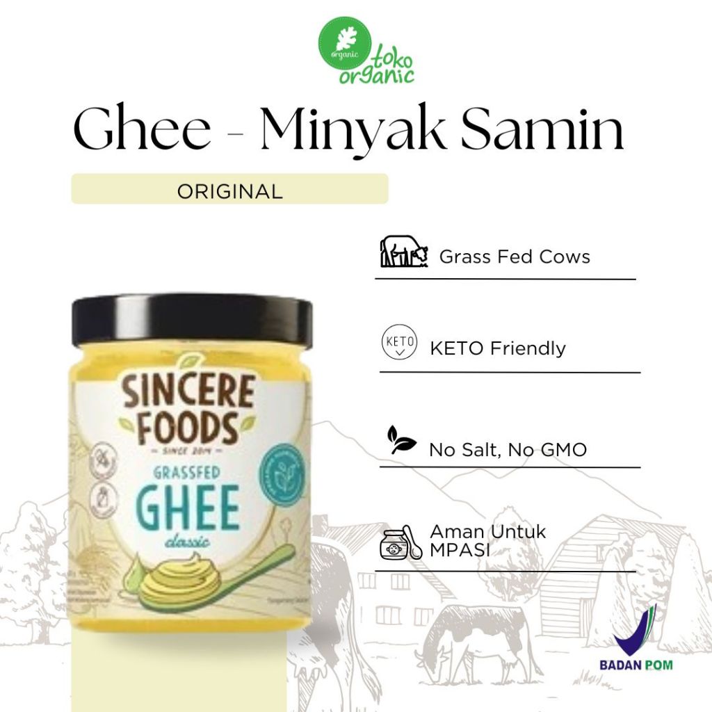 

Sincere Foods Ghee Grass Fed Original Butter Minyak Samin | Butter untuk MPASI No Salt, Bebas Laktosa - 250Gr
