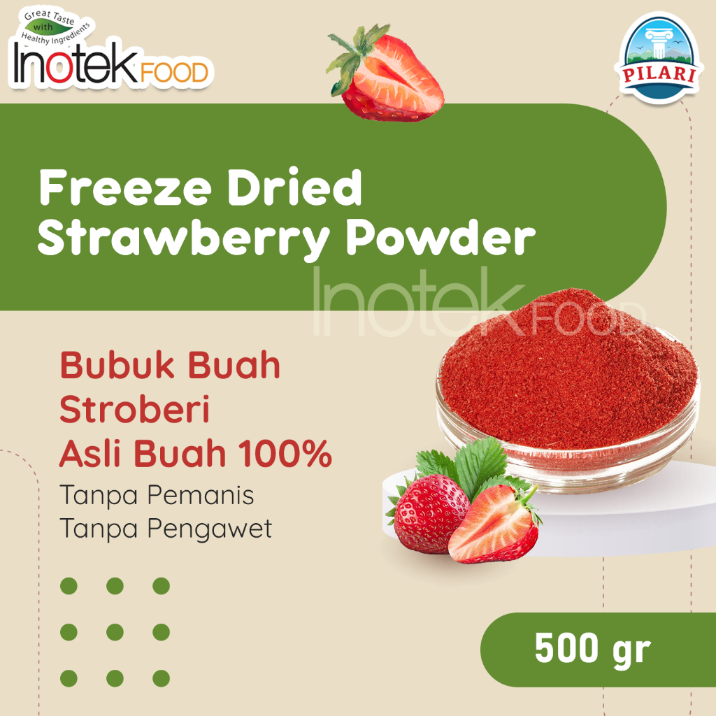 

FREEZE DRIED STRAWBERRY POWDER @500gr - Bubuk Ekstrak Buah Strawberry Asli