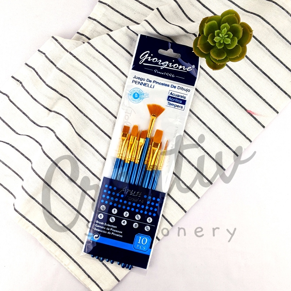 

KODE E42J GIORGIONE Kuas Lukis Set Lengkap G198Sh 1 Pcs Art Brush Nylon Cat Air Acrylic Minyak
