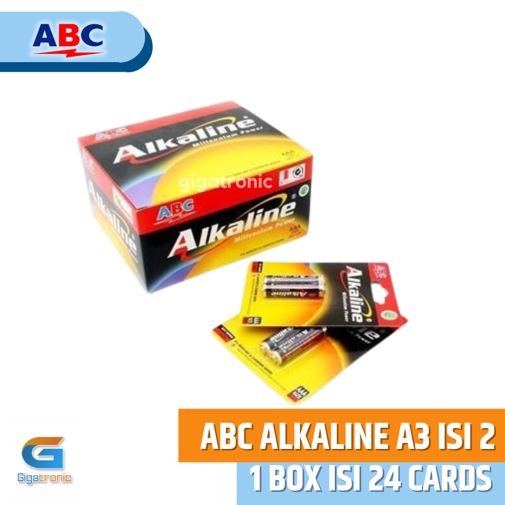 Baterai ABC Alkaline A3 AAA isi 2 / 1 box isi 24 card Original / Batre Remot ukuran Kecil