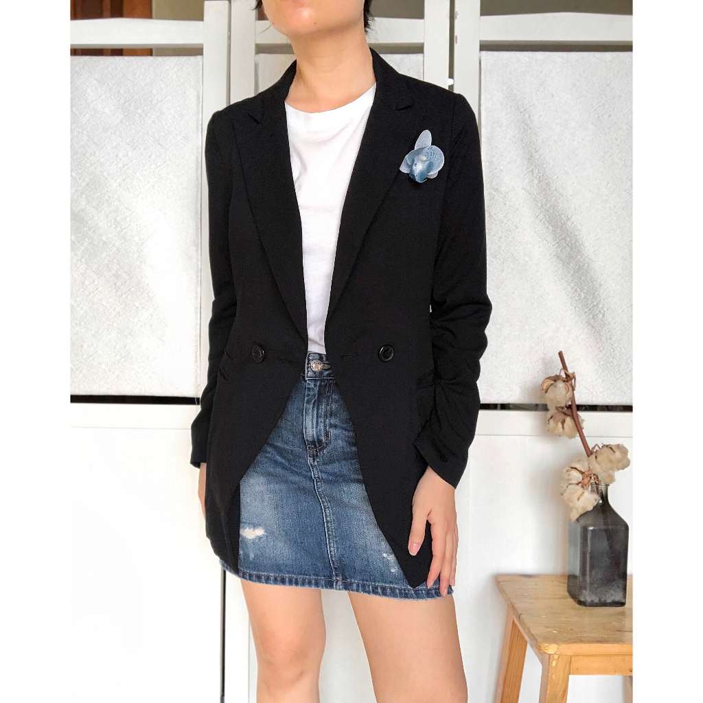 Clovis Black Double Breasted Blazer