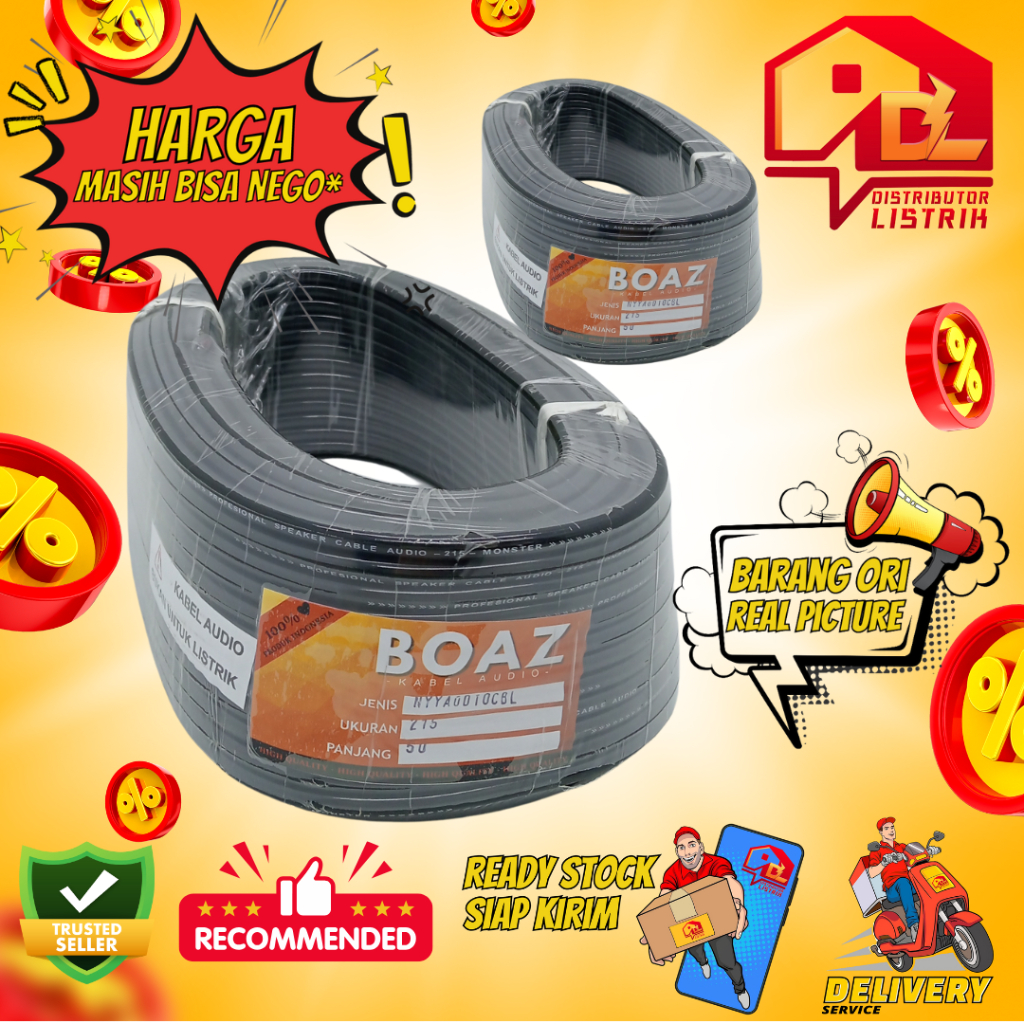 Kabel NYYHY -KABEL BOAZ- Kabel Las Audio Speaker Listrik Serabut Tembaga Meteran
