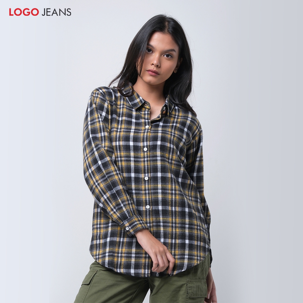 Logo Jeans Kemeja Wanita Mikayla Black Yellow 24892L5BY