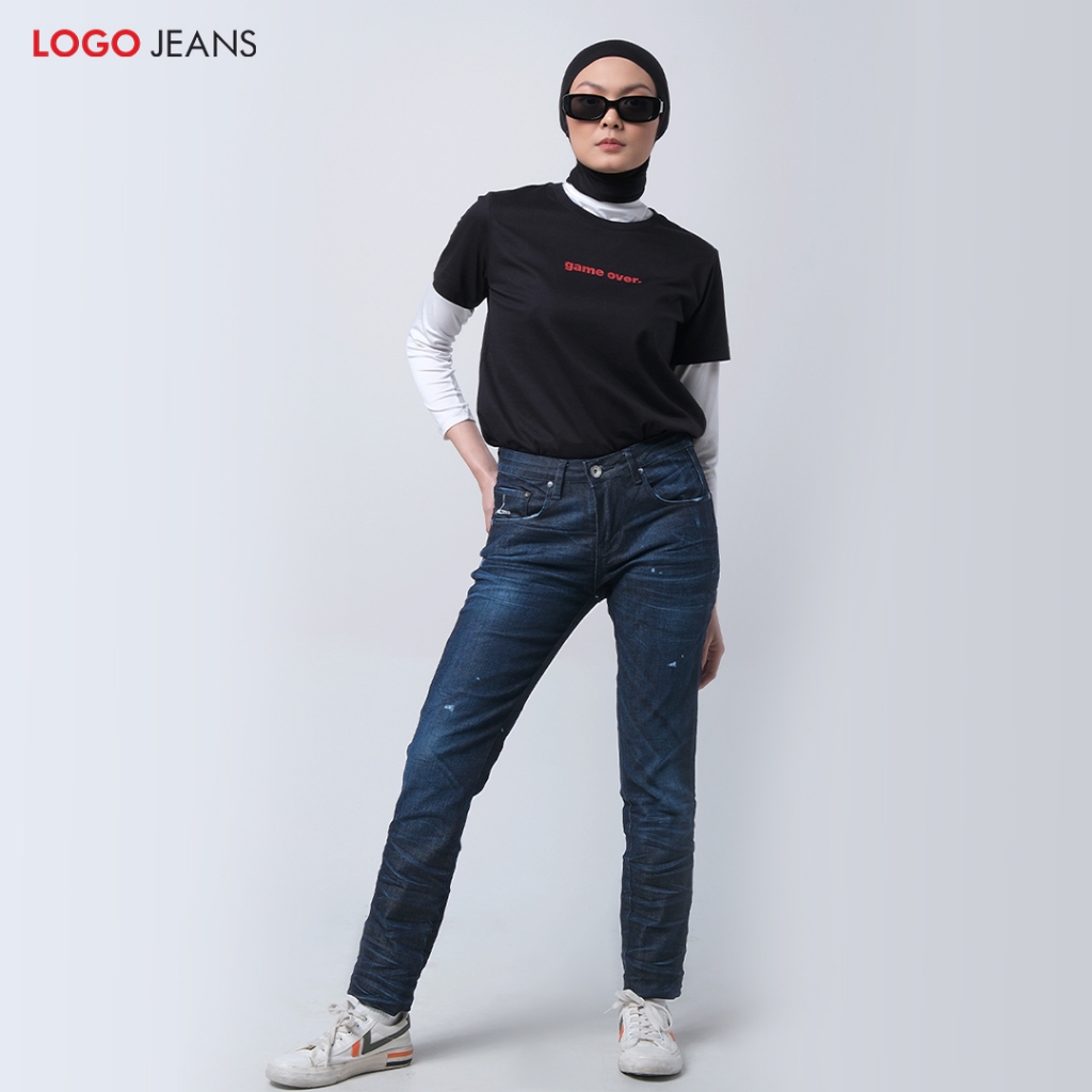 Logo Jeans Celana Jeans Wanita Skinny 87 Series Dark 43S87L3DA