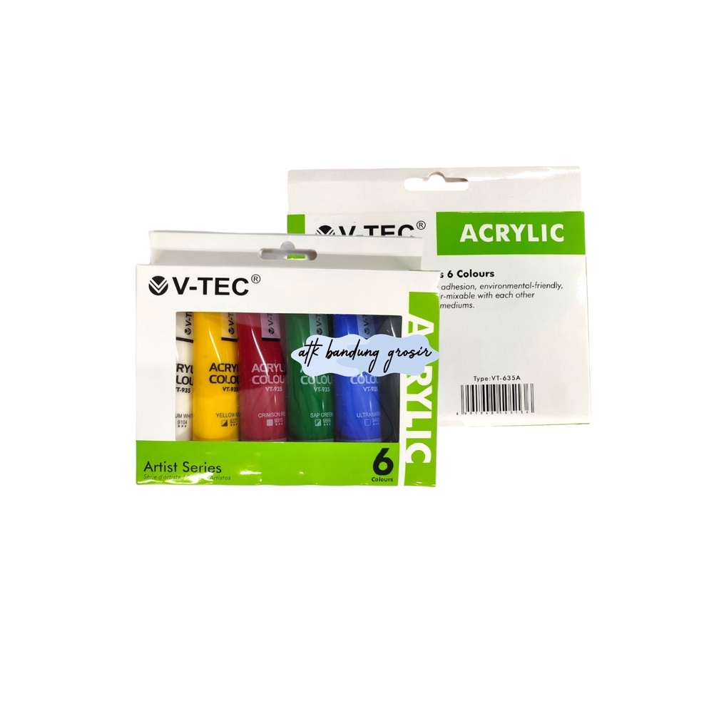 

Cat Akrilik VTEC VT635 Acrylic Colours 6 Warna x 35 ML Set ART D3C9